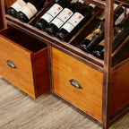 Industrial Metal Wine Rack Floor Design for Bottles & Glasses