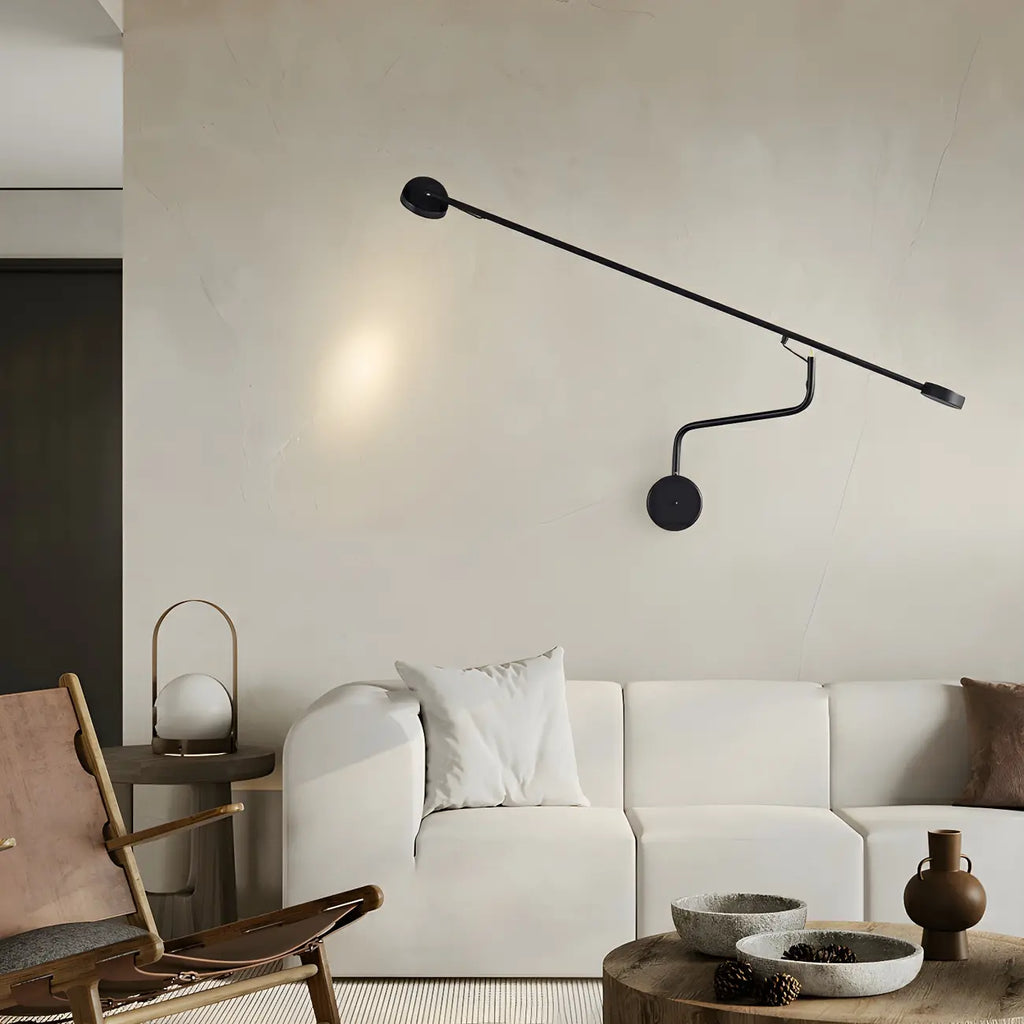 Minimalist Black Metal Adjustable Large Swing Arm Wall Light