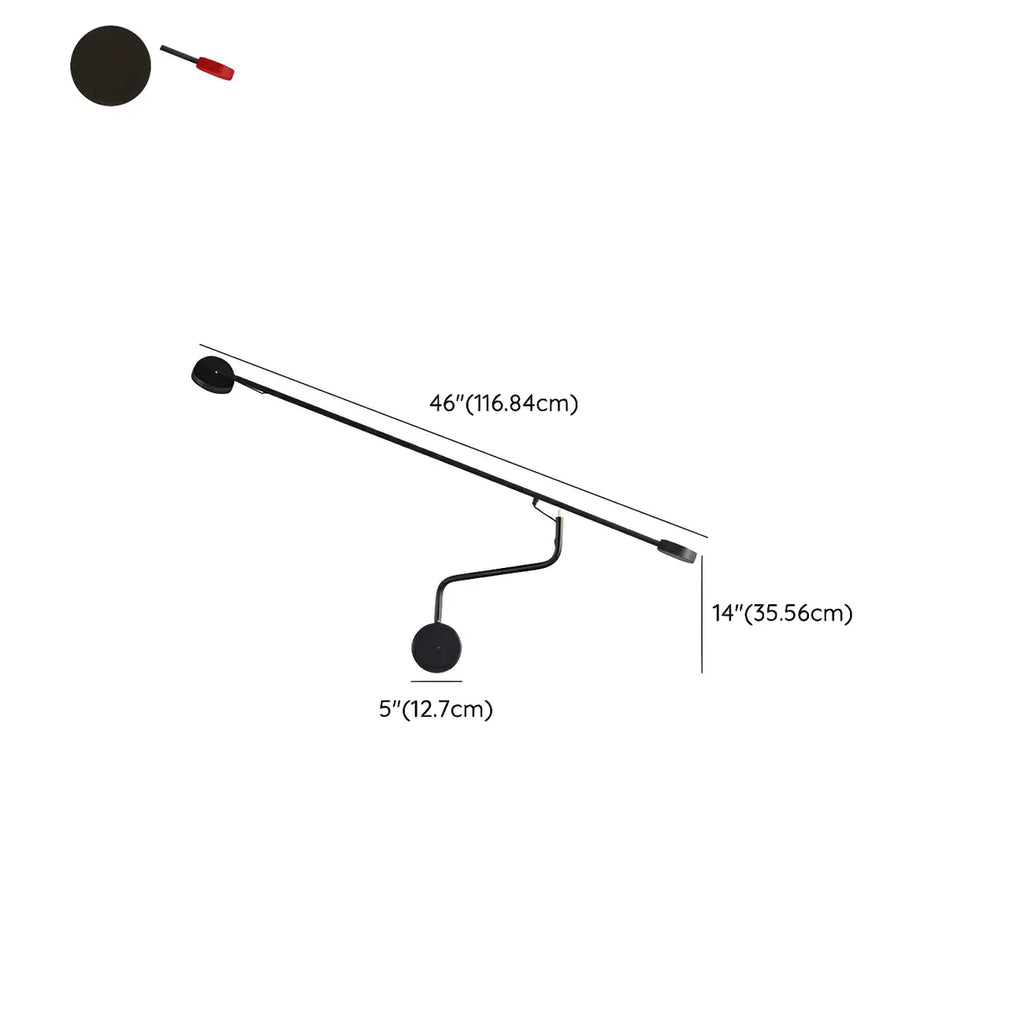 Minimalist Black Metal Adjustable Large Swing Arm Wall Light