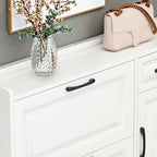 Entryway White Wooden Narrow Shoe Storage Cabinet