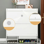 Entryway White Wooden Narrow Shoe Storage Cabinet