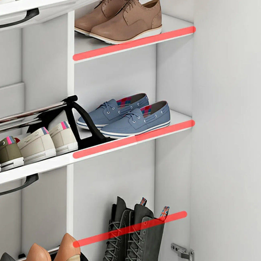 Entryway White Wooden Narrow Shoe Storage Cabinet