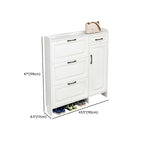 Entryway White Wooden Narrow Shoe Storage Cabinet
