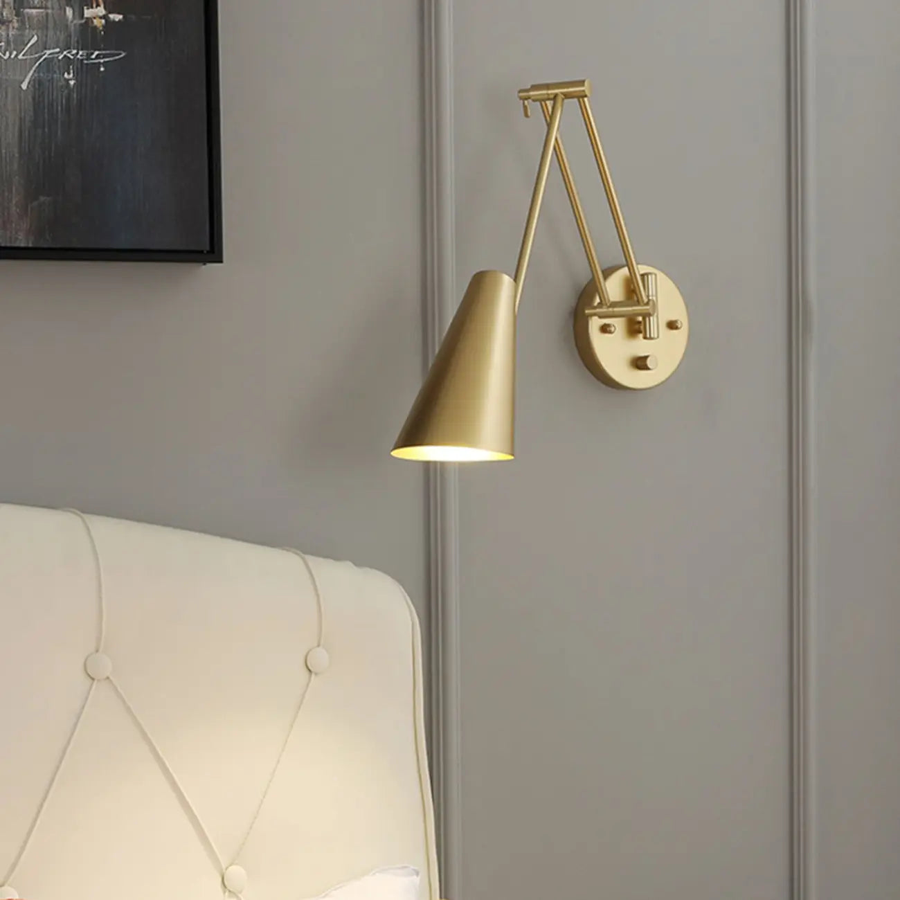 Natural Light Indoor Swing Arm Wall Sconce for Bedroom Decor
