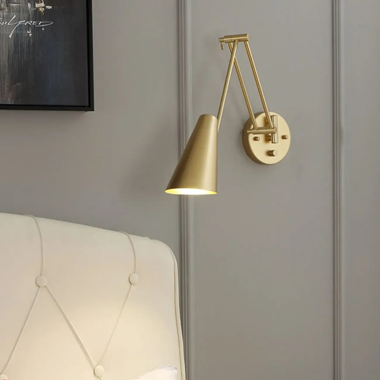 Natural Light Indoor Swing Arm Wall Sconce for Bedroom Decor