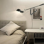 Geometric Metal Black Adjustable Swing Arm Wall Light