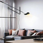 Geometric Metal Black Adjustable Swing Arm Wall Light