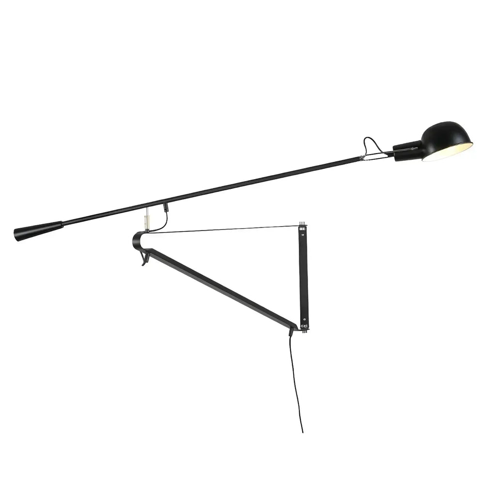 Geometric Metal Black Adjustable Swing Arm Wall Light