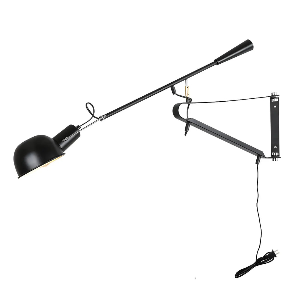 Geometric Metal Black Adjustable Swing Arm Wall Light