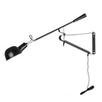 Geometric Metal Black Adjustable Swing Arm Wall Light