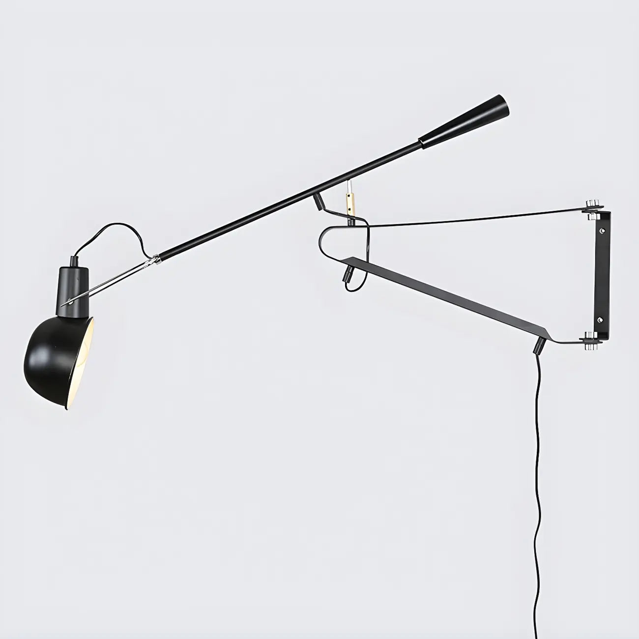 Geometric Metal Black Adjustable Swing Arm Wall Light