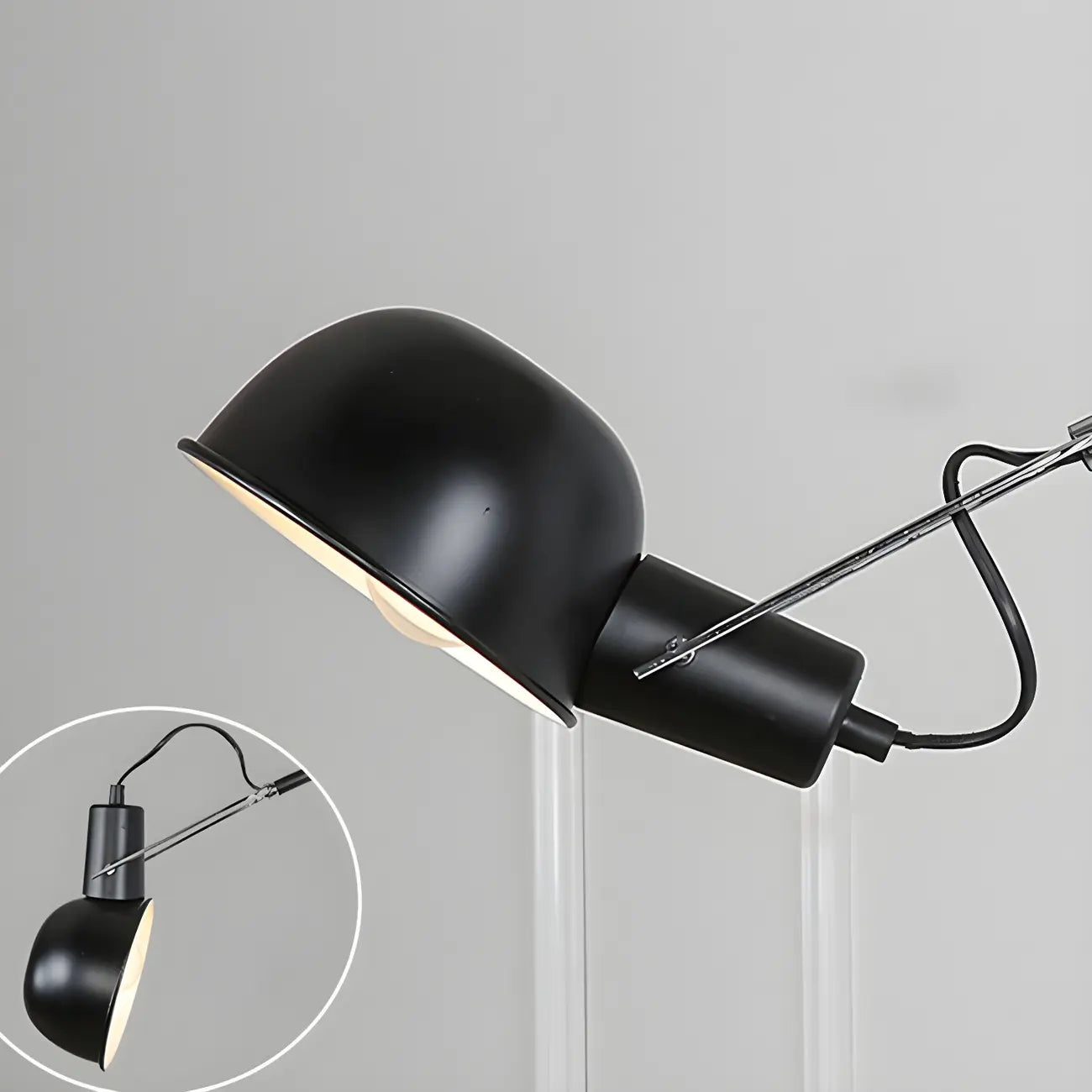 Geometric Metal Black Adjustable Swing Arm Wall Light