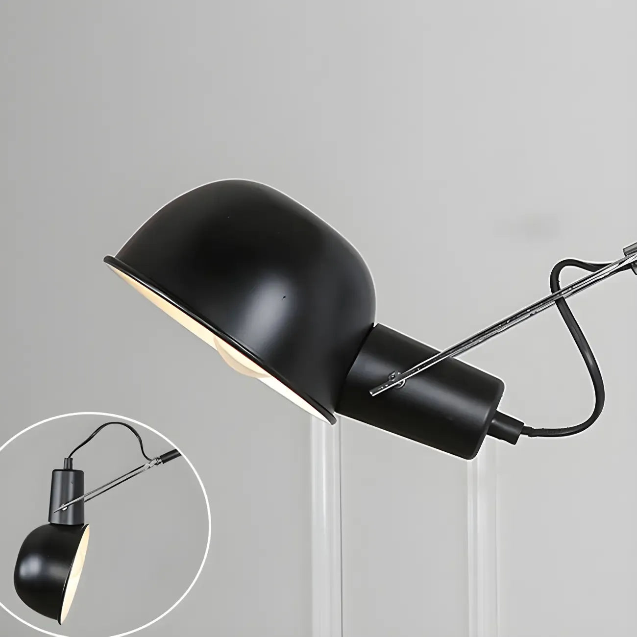 Geometric Metal Black Adjustable Swing Arm Wall Light