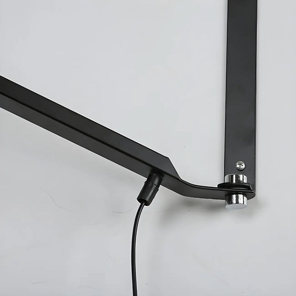 Geometric Metal Black Adjustable Swing Arm Wall Light