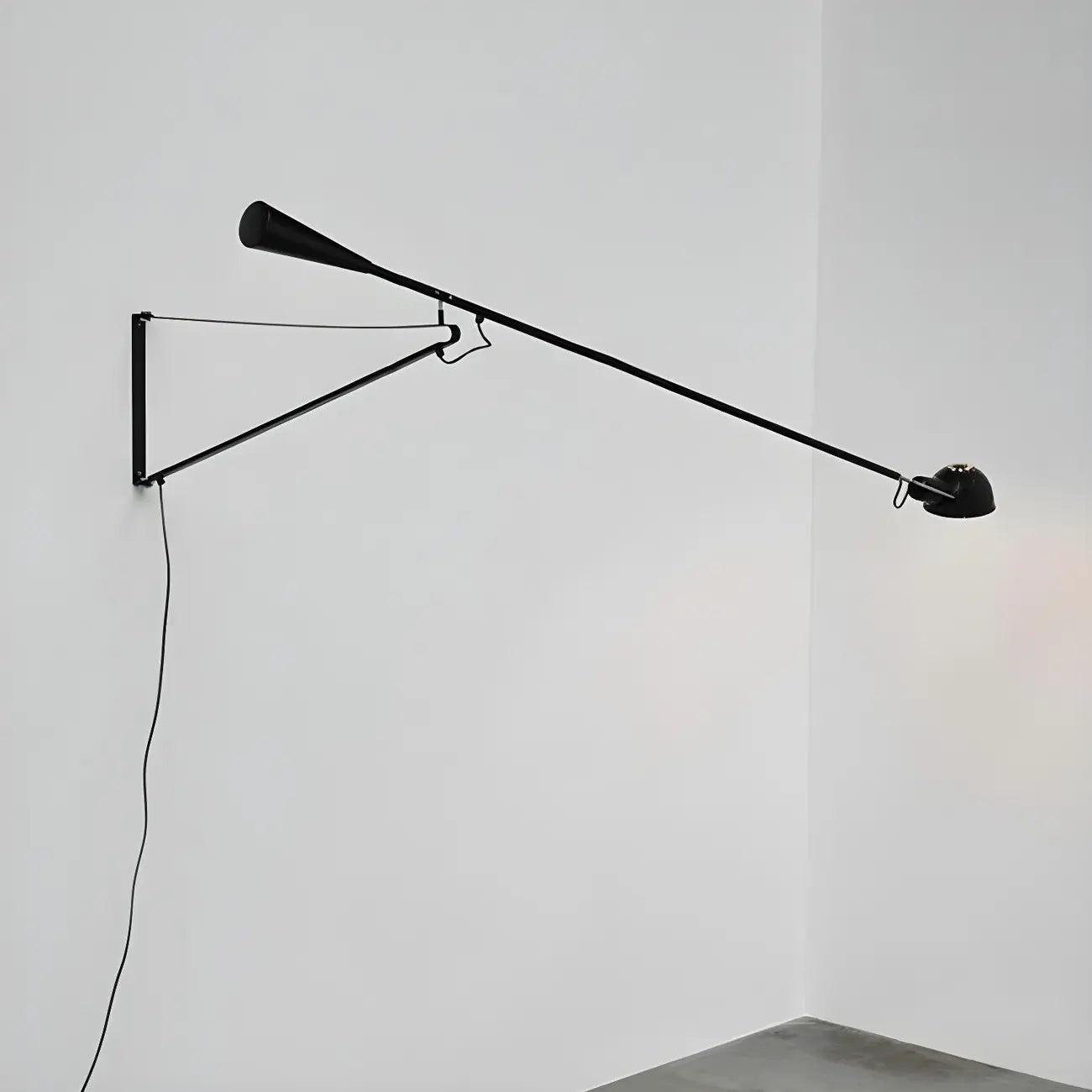 Geometric Metal Black Adjustable Swing Arm Wall Light