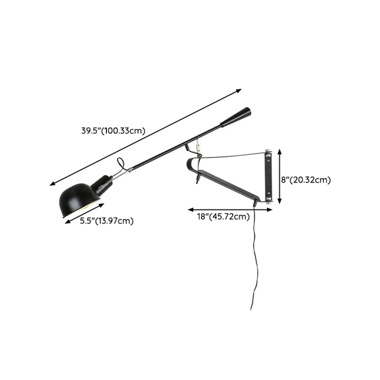 Geometric Metal Black Adjustable Swing Arm Wall Light