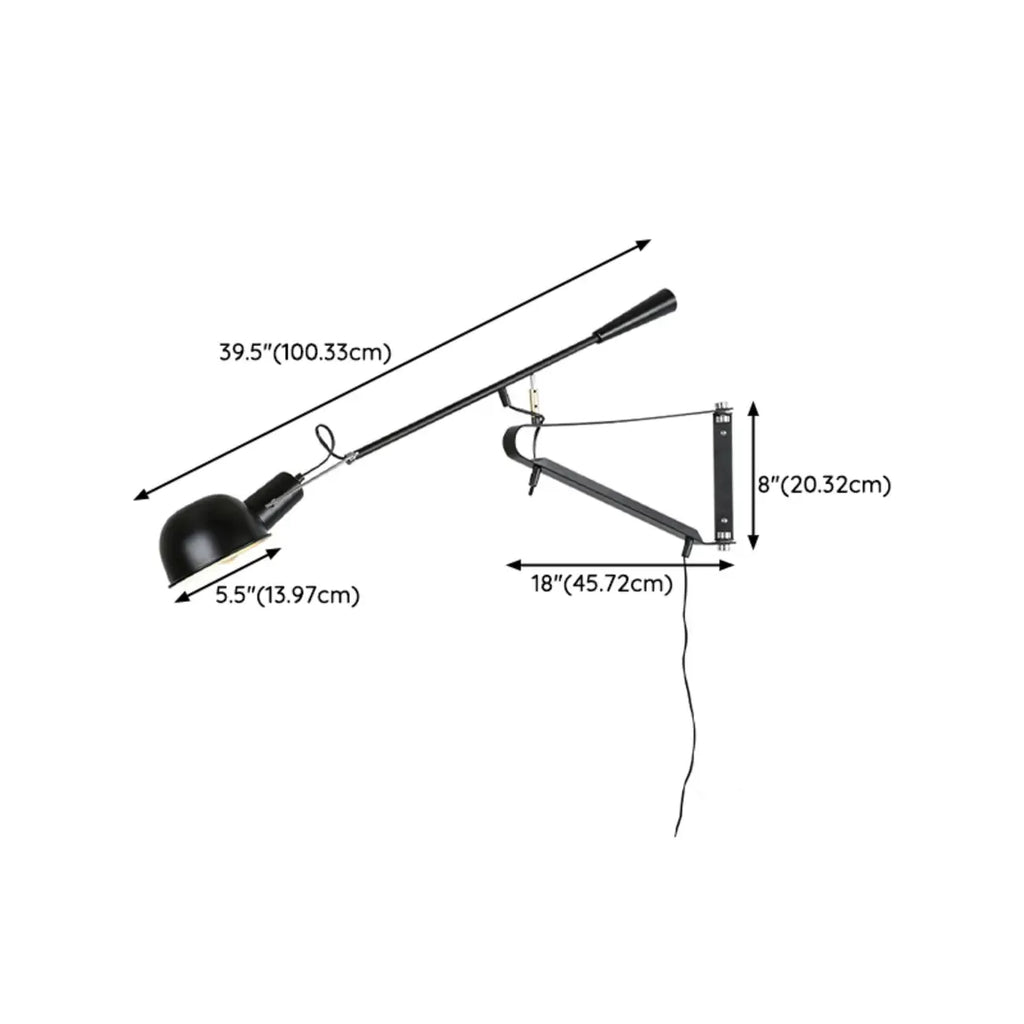 Geometric Metal Black Adjustable Swing Arm Wall Light