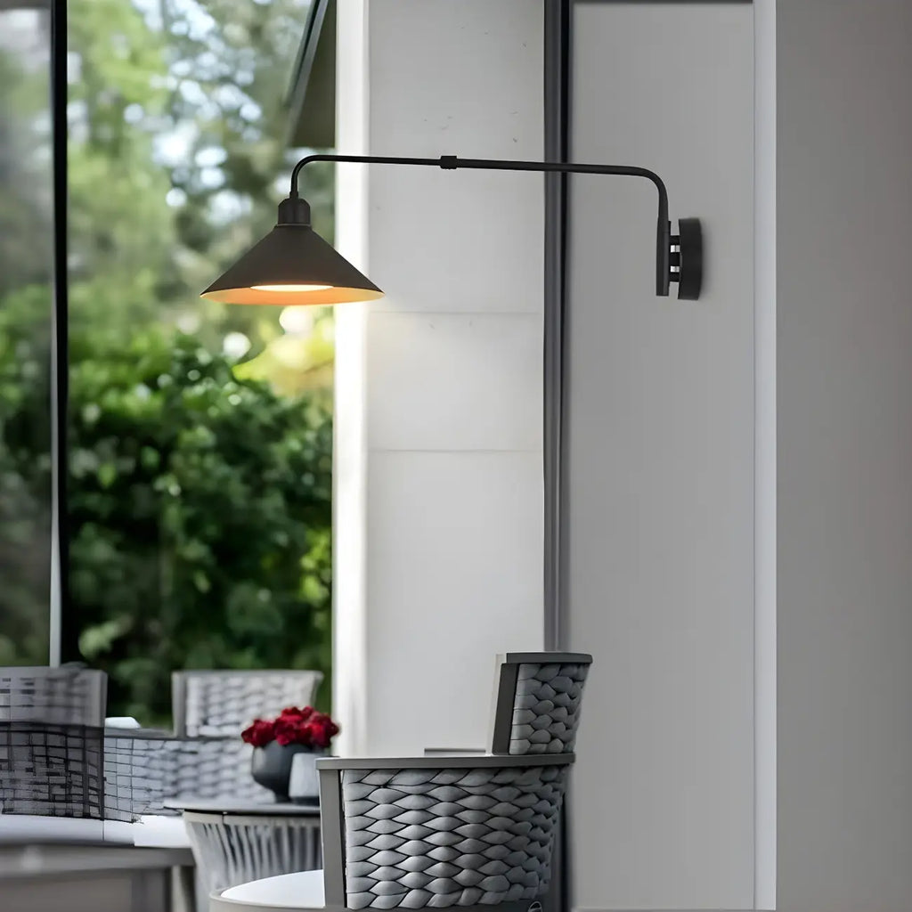 Simple Black Metal Adjustable Swing Arm Wall Light