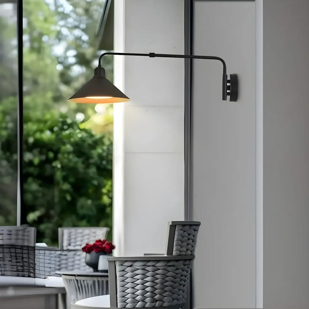 Simple Black Metal Adjustable Swing Arm Wall Light
