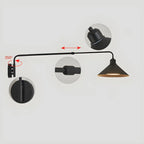 Simple Black Metal Adjustable Swing Arm Wall Light
