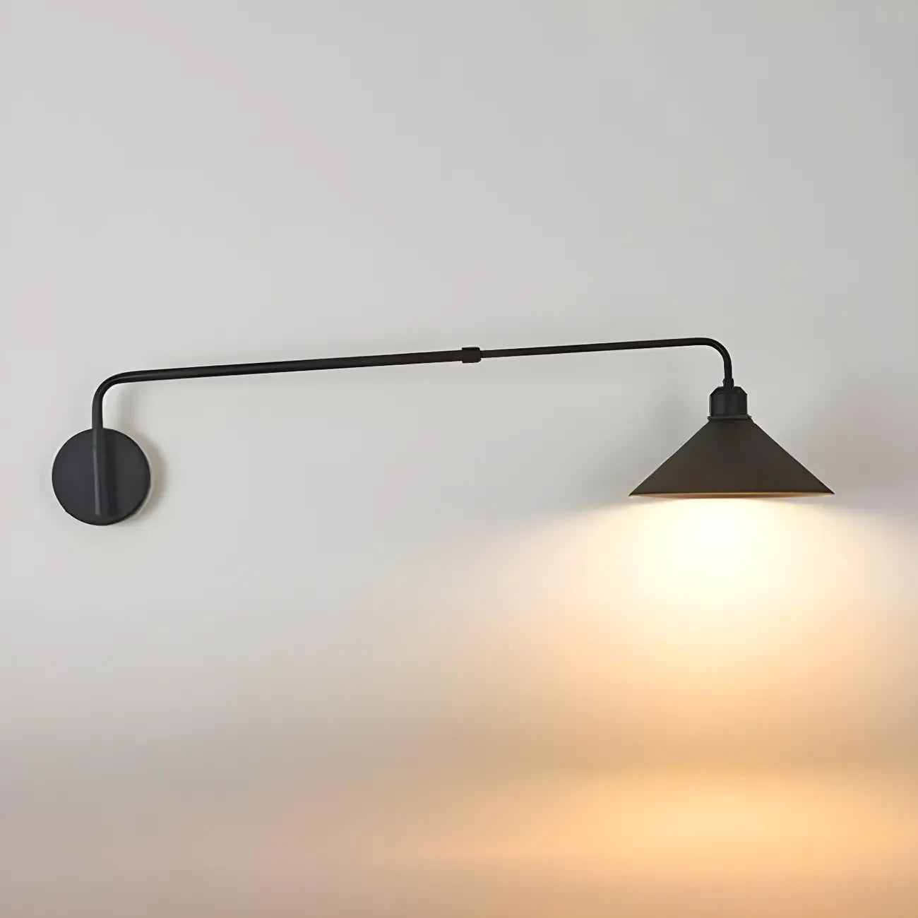 Simple Black Metal Adjustable Swing Arm Wall Light