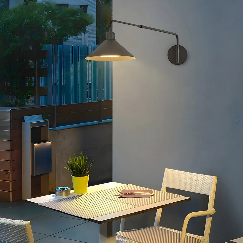Simple Black Metal Adjustable Swing Arm Wall Light