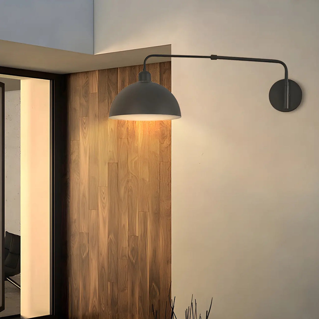Simple Black Metal Adjustable Swing Arm Wall Light