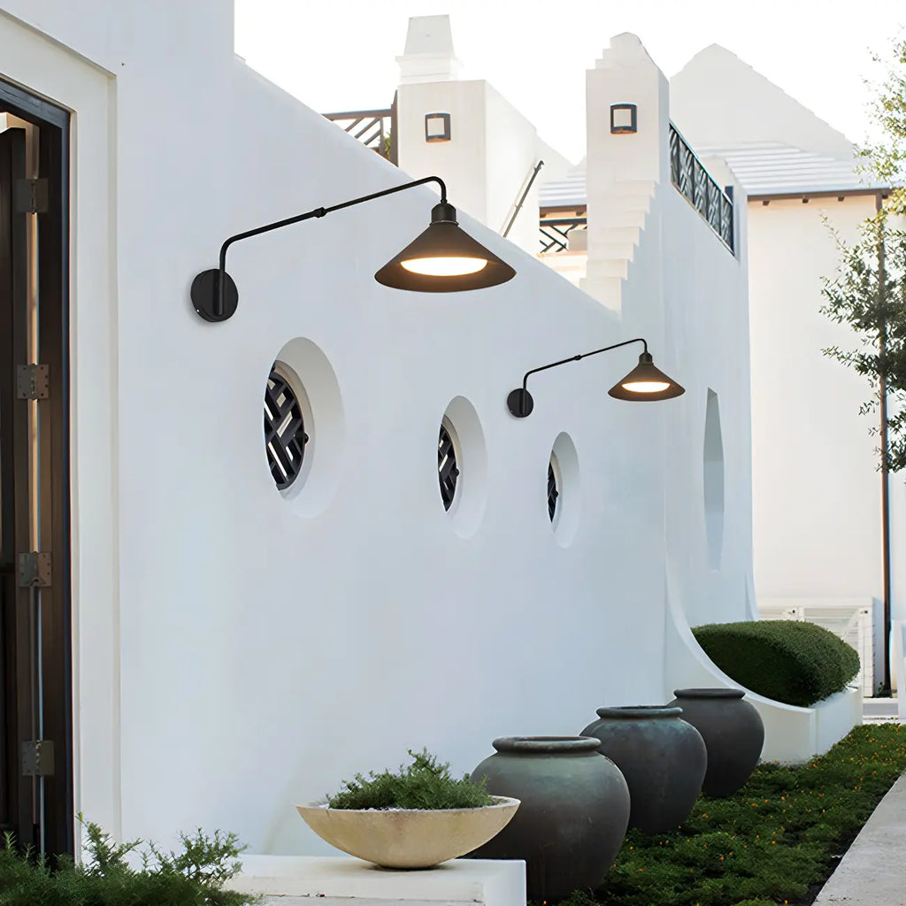 Simple Black Metal Adjustable Swing Arm Wall Light