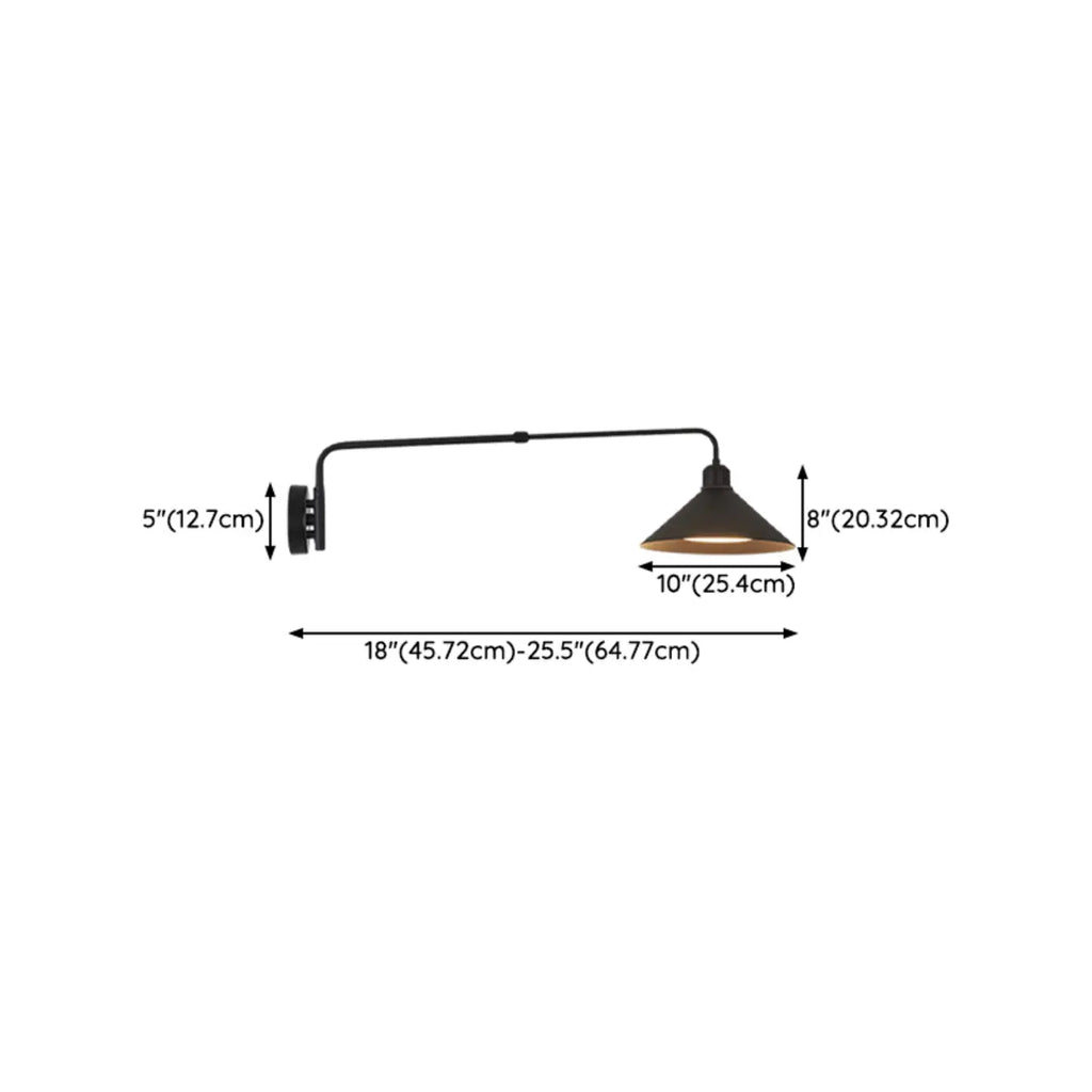 Simple Black Metal Adjustable Swing Arm Wall Light