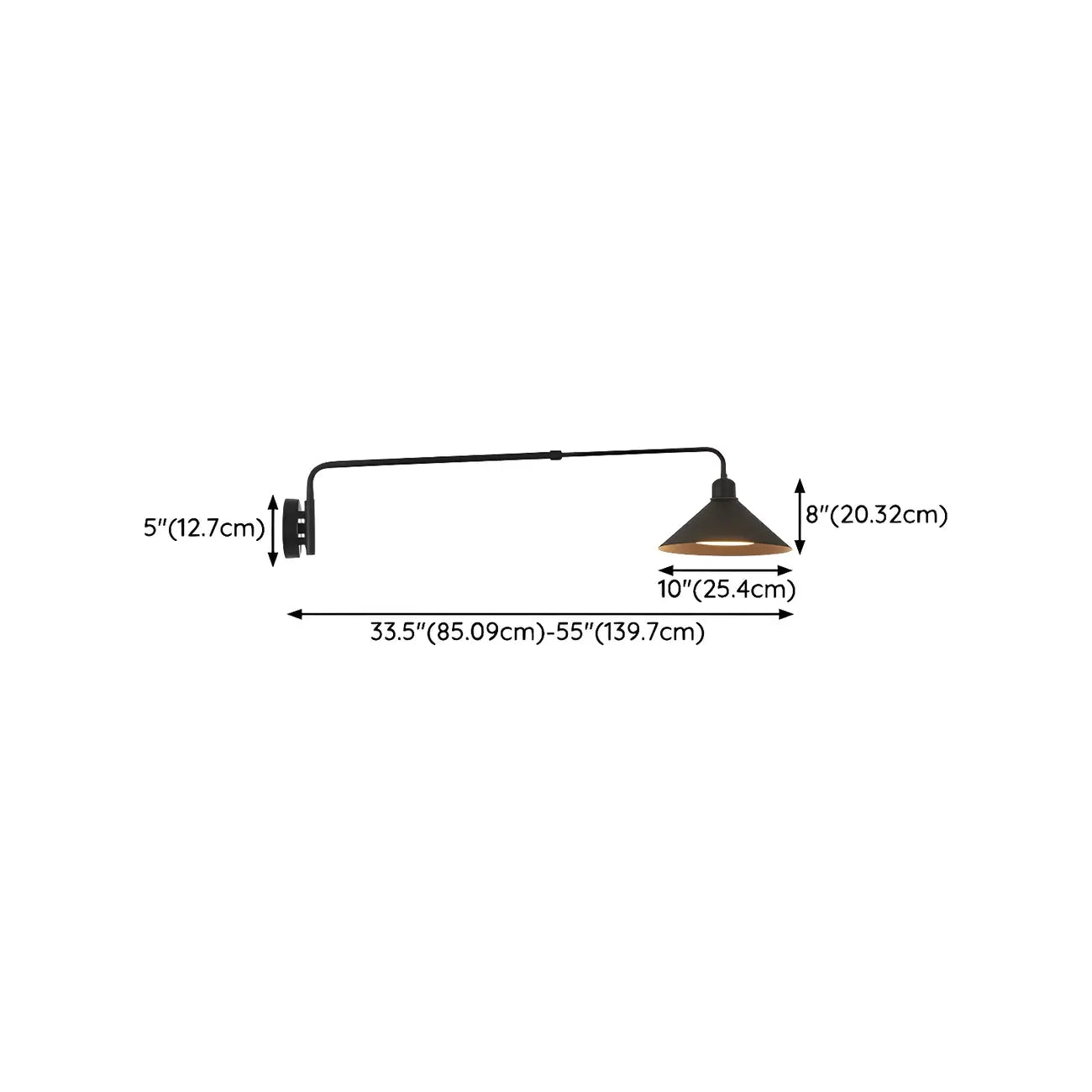 Simple Black Metal Adjustable Swing Arm Wall Light