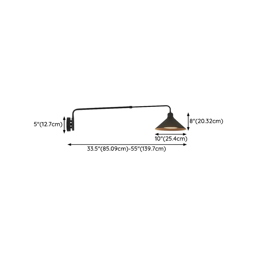 Simple Black Metal Adjustable Swing Arm Wall Light