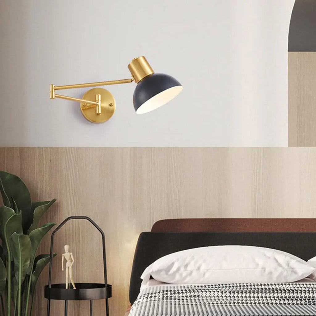 Modern Metal Hemisphere Shade Swing Arm Wall Light