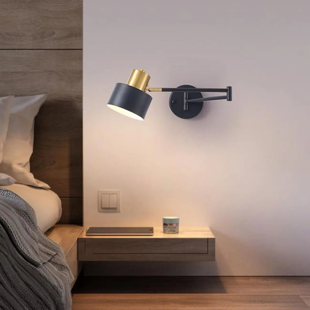 Modern Metal Hemisphere Shade Swing Arm Wall Light
