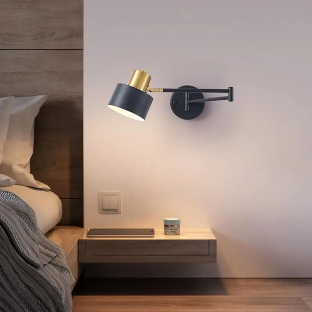 Modern Metal Hemisphere Shade Swing Arm Wall Light