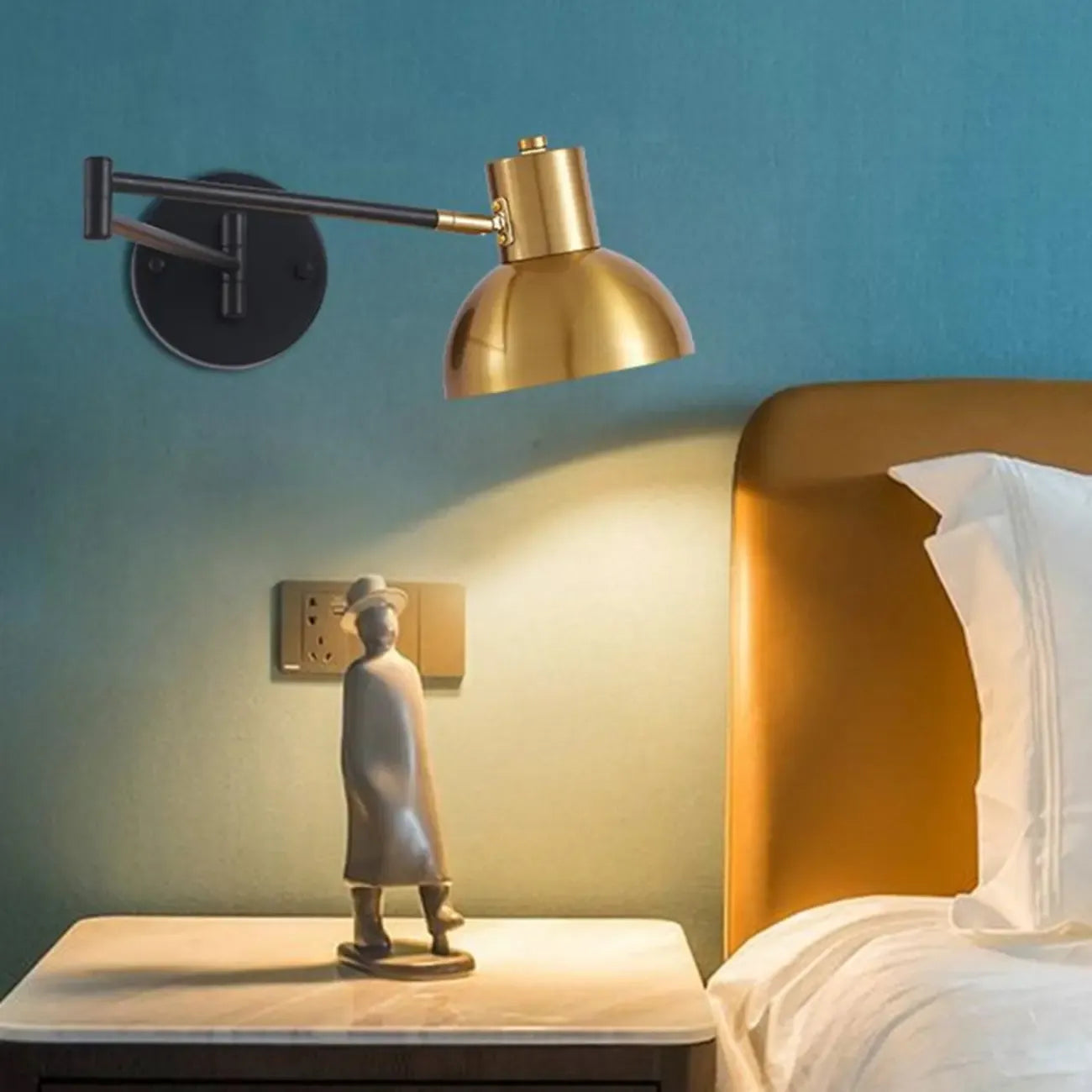 Modern Metal Hemisphere Shade Swing Arm Wall Light