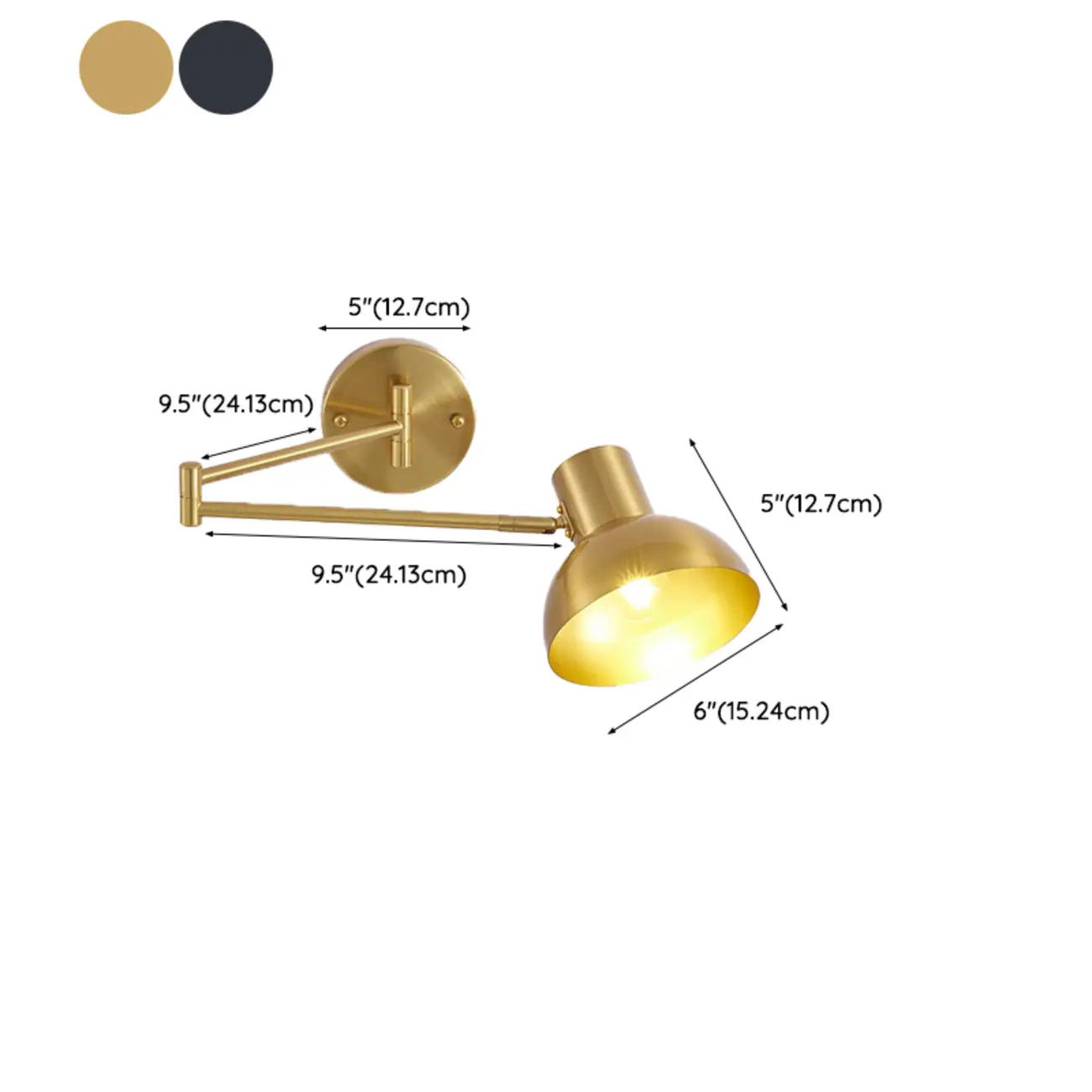 Modern Metal Hemisphere Shade Swing Arm Wall Light