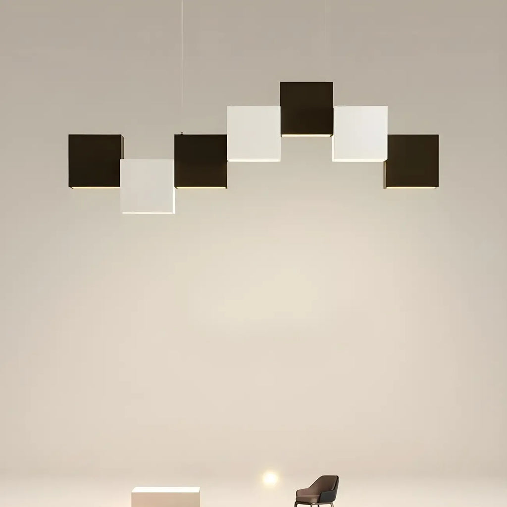 Modern Black Cube LED Island Light Dimmable for Kitchen