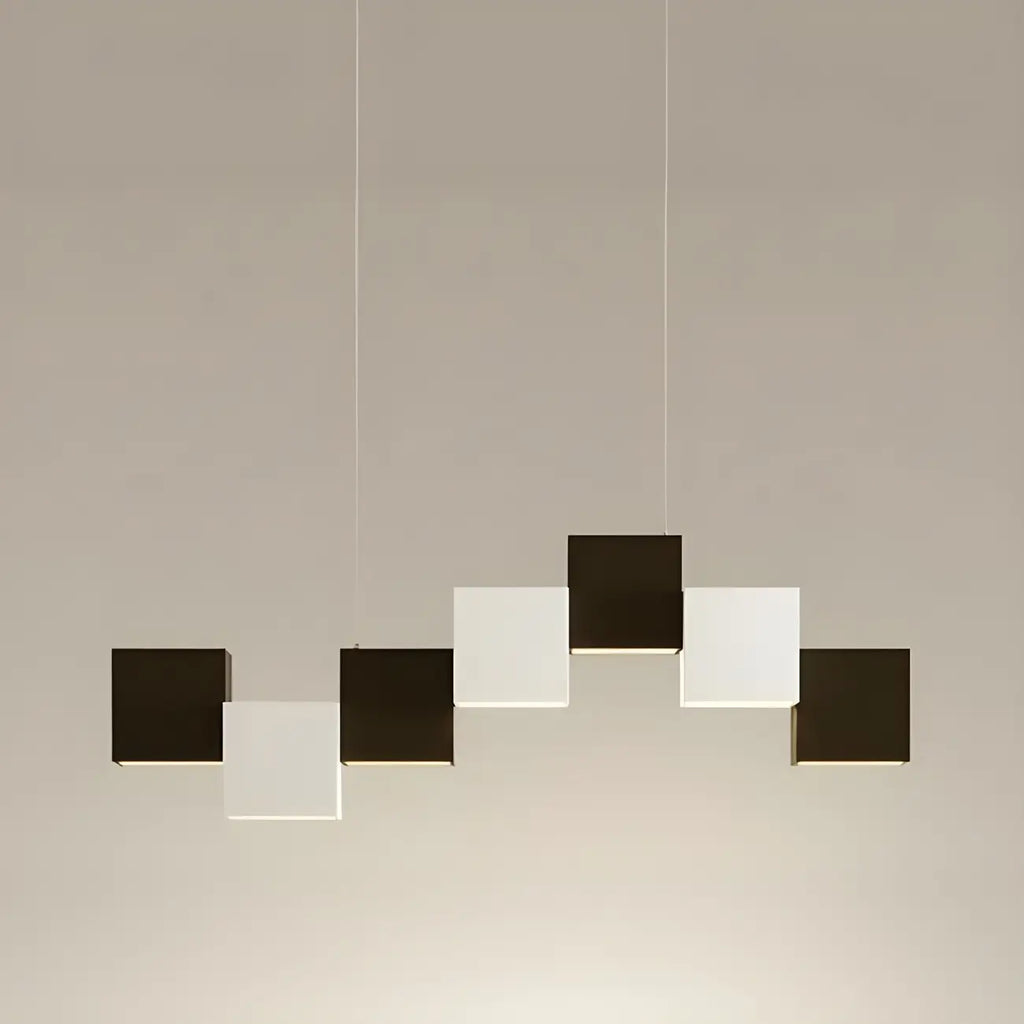 Modern Black Cube LED Island Light Dimmable for Kitchen