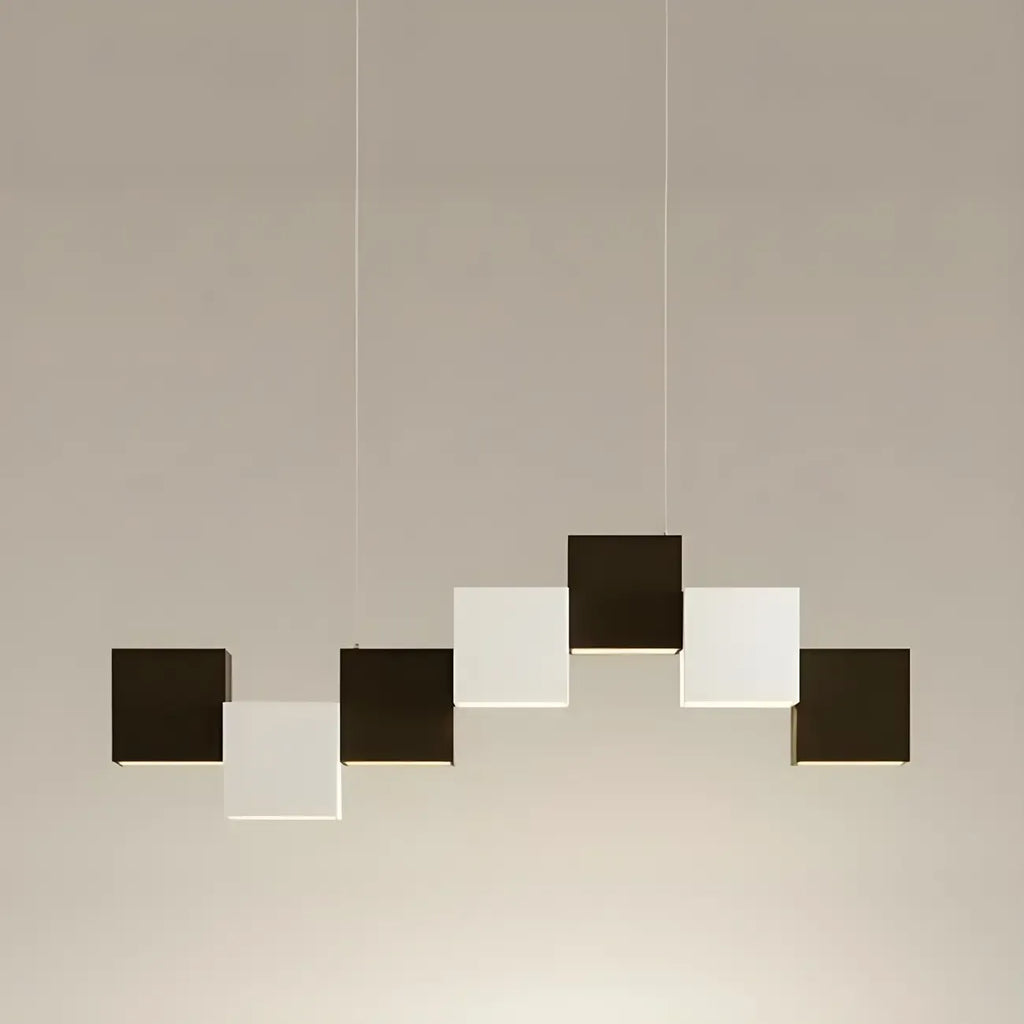 Modern Black Cube LED Island Light Dimmable for Kitchen