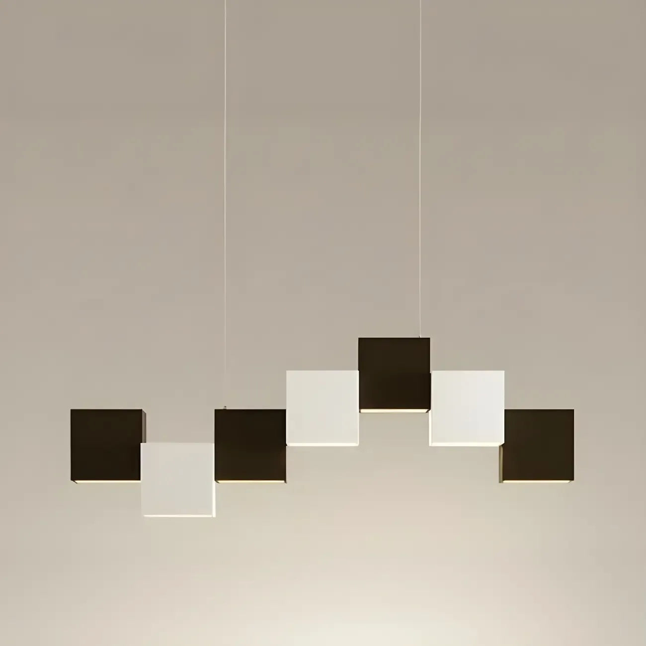 Modern Black Cube LED Island Light Dimmable for Kitchen