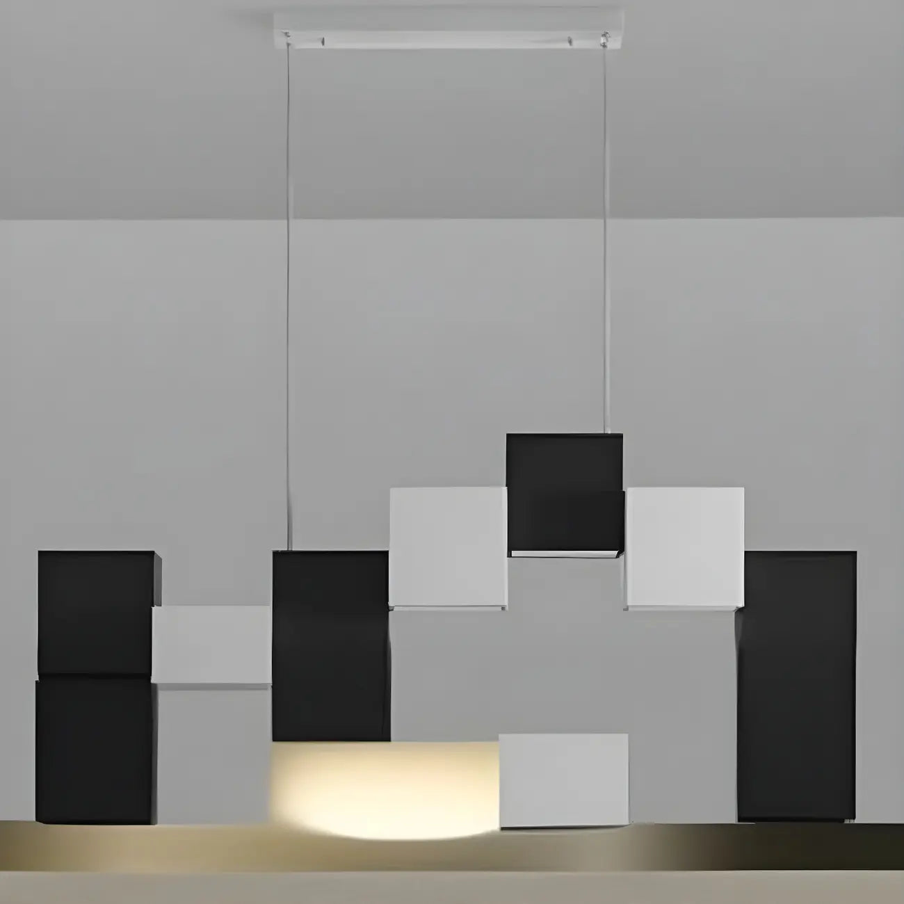 Modern Black Cube LED Island Light Dimmable for Kitchen
