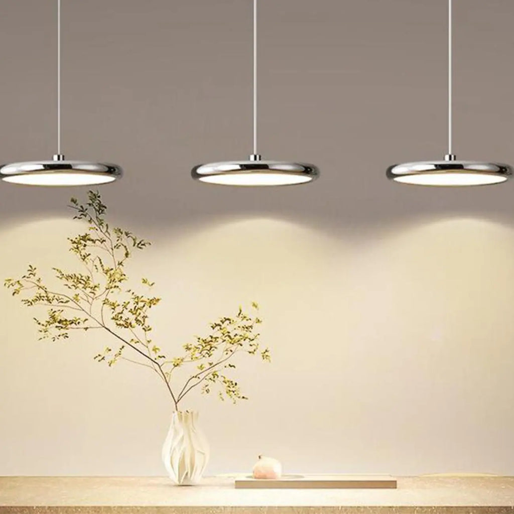 Modern Silver Island Pendant Light Dimmable LED for Kitchen