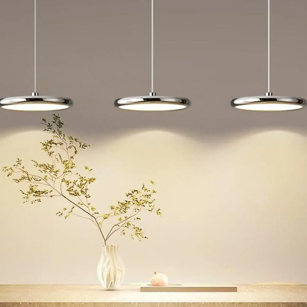Modern Silver Island Pendant Light Dimmable LED for Kitchen