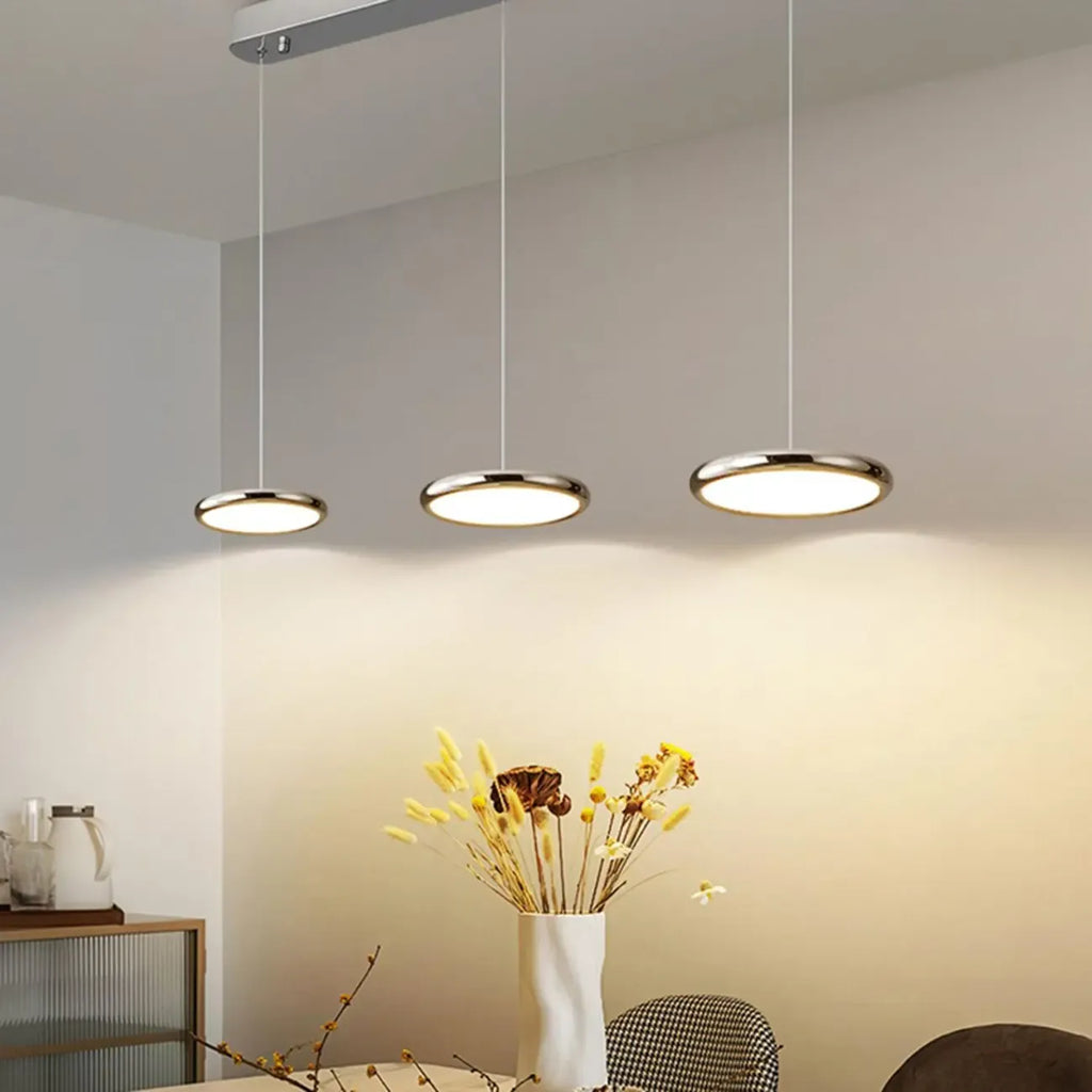 Modern Silver Island Pendant Light Dimmable LED for Kitchen