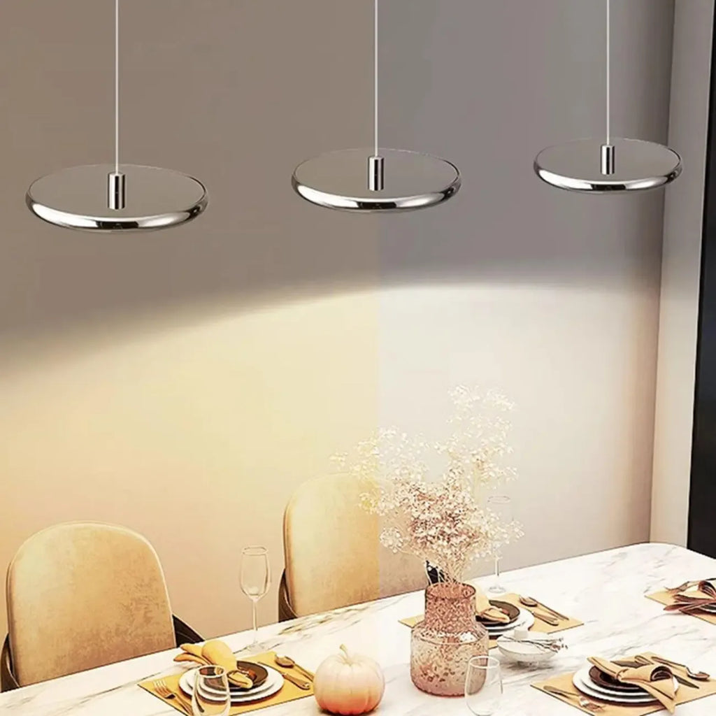 Modern Silver Island Pendant Light Dimmable LED for Kitchen