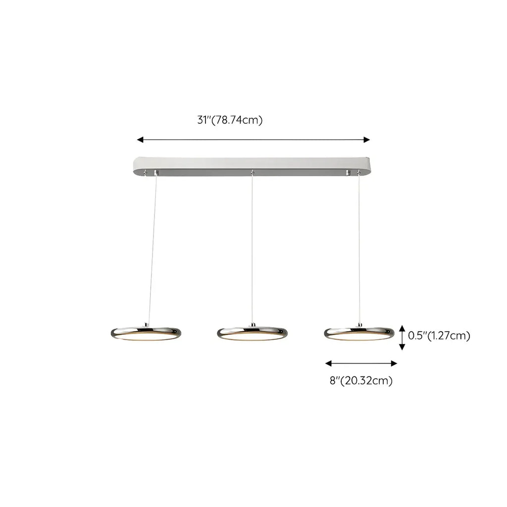Modern Silver Island Pendant Light Dimmable LED for Kitchen