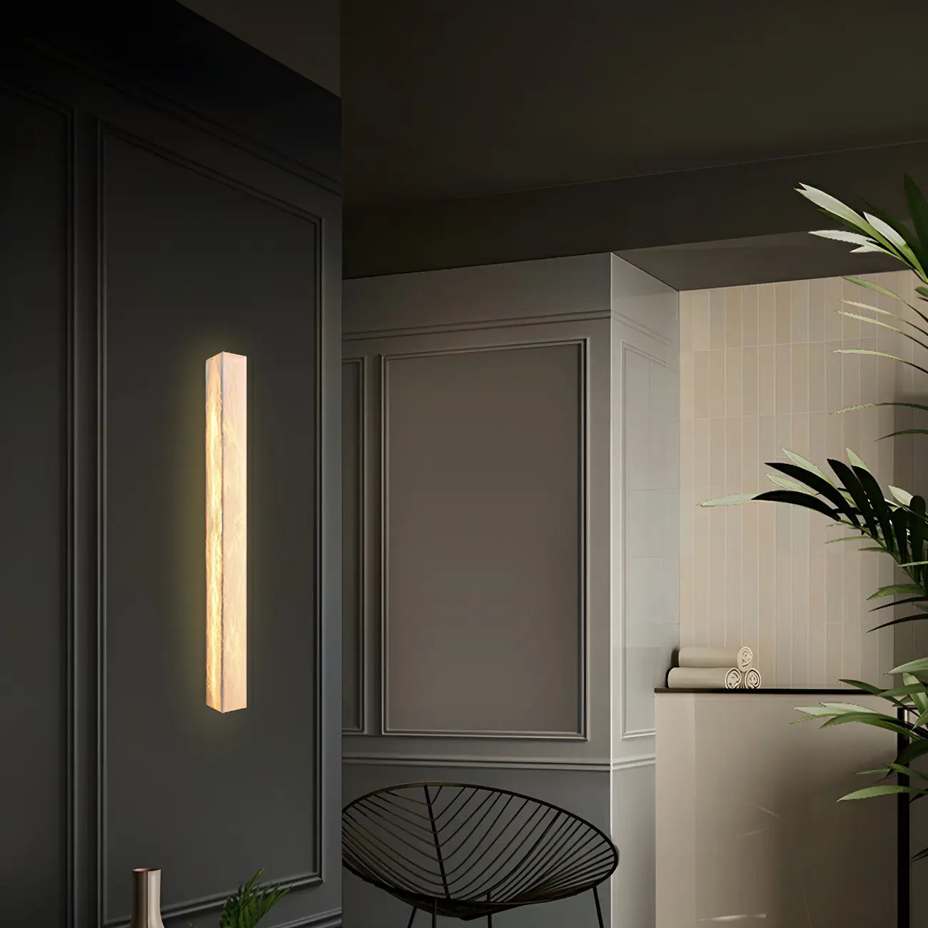 Modern Geometric Marble Wall Sconce 3 Dimming LED for Living