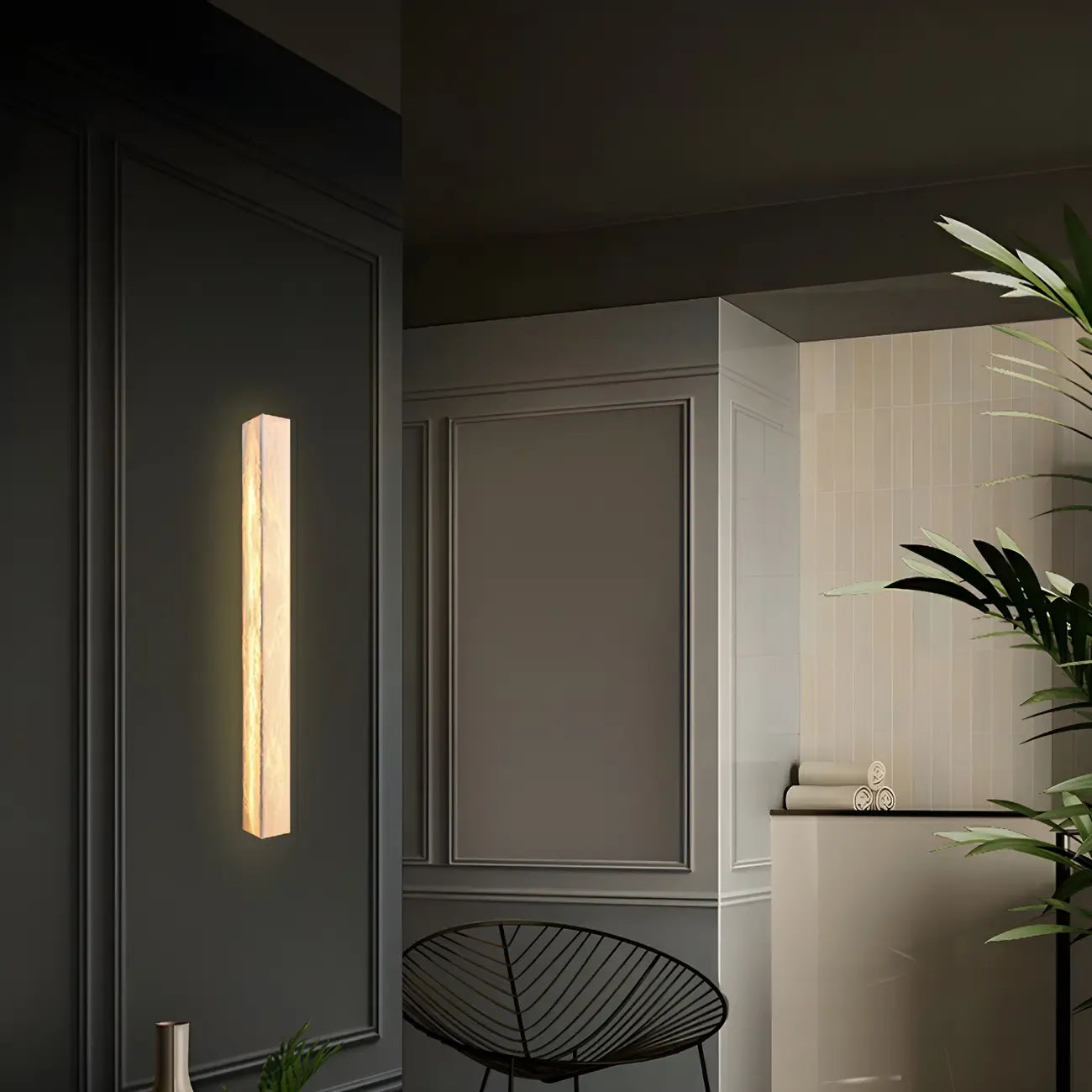 Modern Geometric Marble Wall Sconce 3 Dimming LED for Living