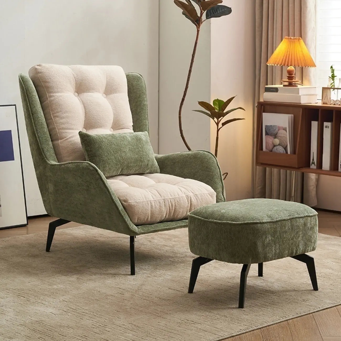 Modern Velvet Wingback Accent Chair for Living Room