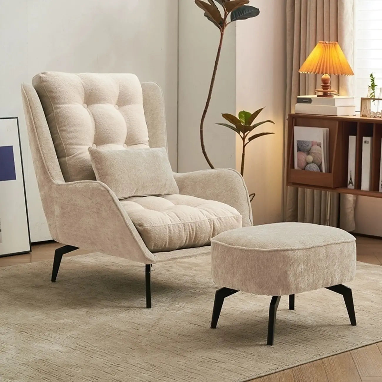 Modern Velvet Wingback Accent Chair for Living Room